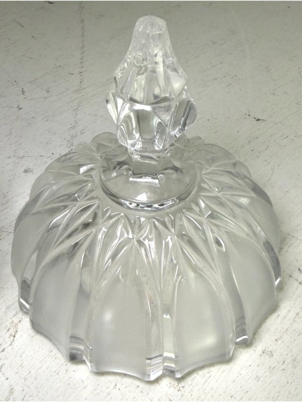 Vintage Frosted & Clear Glass Covered Candy Dish Ornate Lid Pedestal Base - Picture 8 of 11